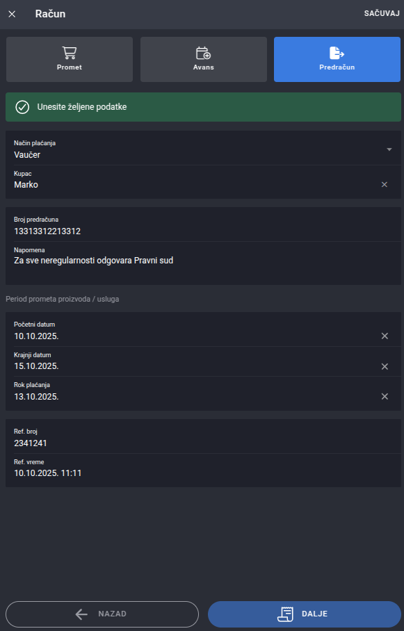 Invoice form