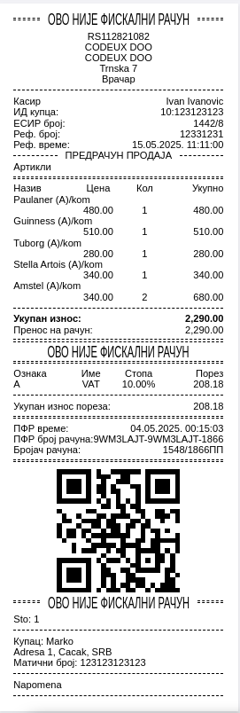 Invoice receipt
