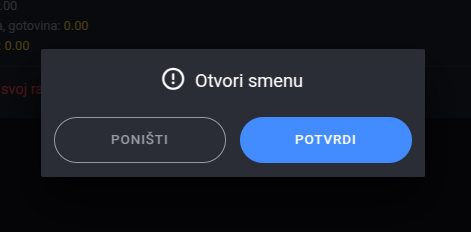 Shift start confirm