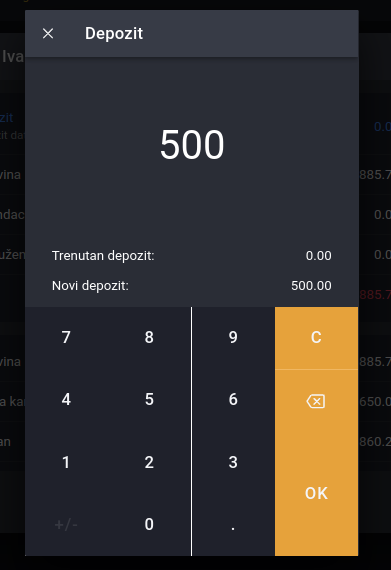 Enter user deposit